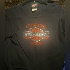 Harley-Davidson Black Short Sleeve with Orange Accents